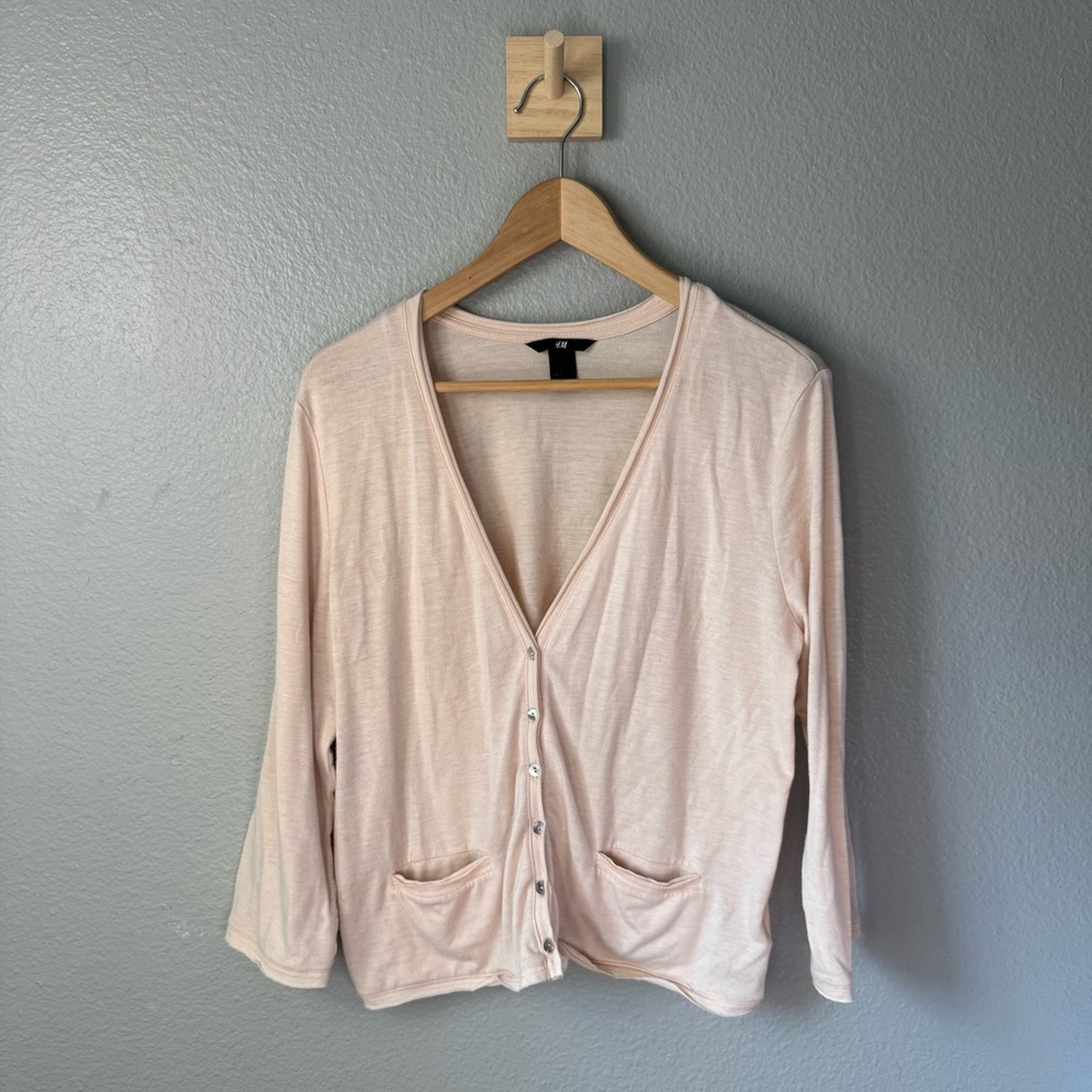 H&M Light Pink Button Front Cardigan Women’s Size L